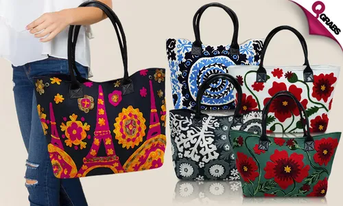 Hand Embroidered Tote Beach Bags!